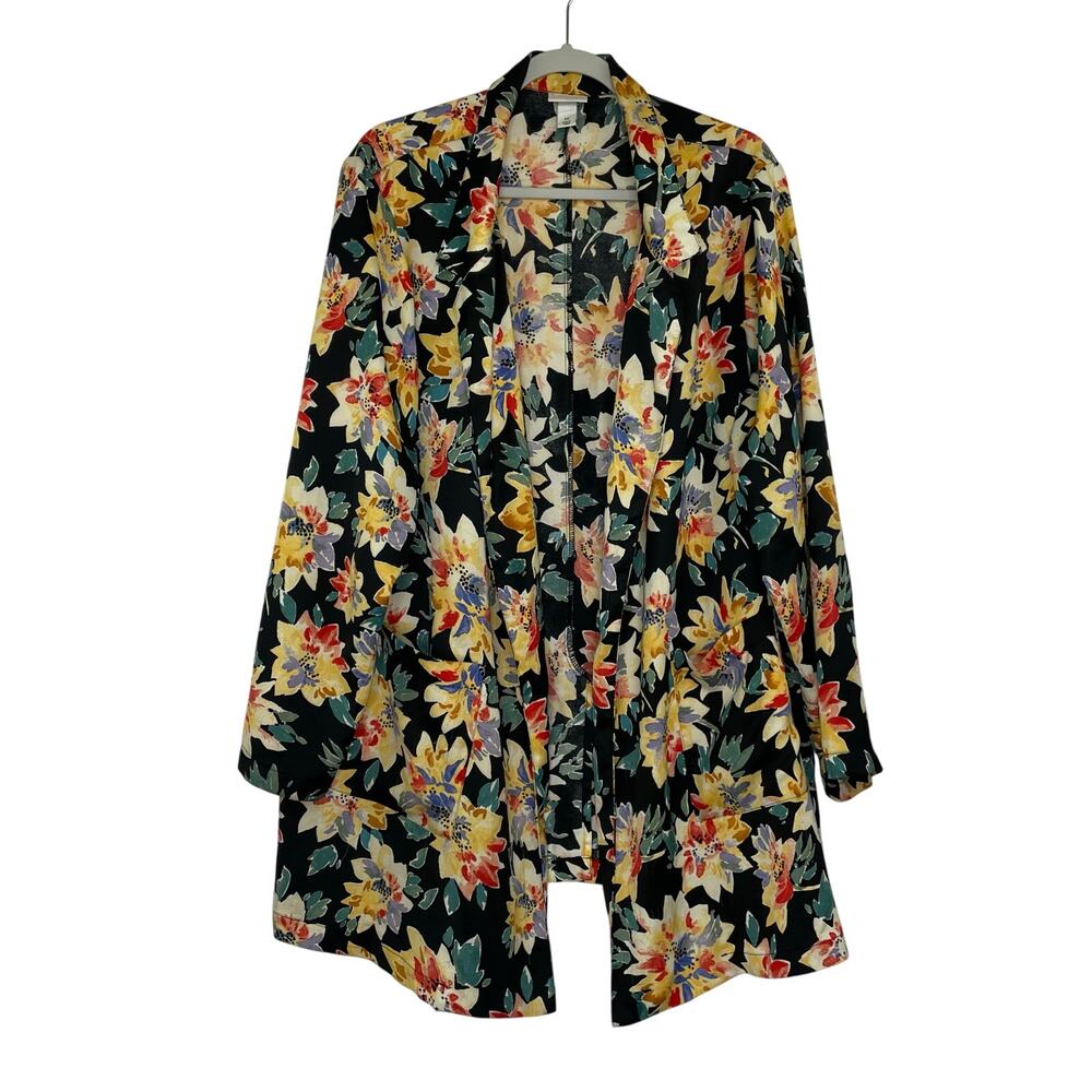 Ava & Viv floral long lightweight blazer 2X pockets